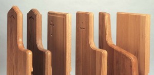 Edge molding options for pew ends.